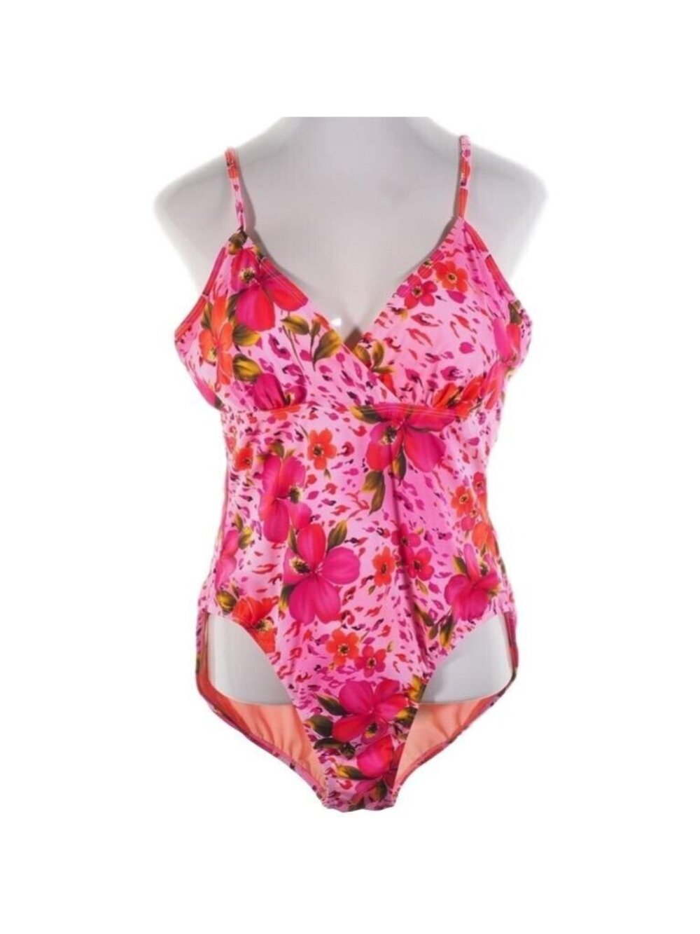 Islander Womens Swimsuit 18 One Piece Pink Floral Adjustable Straps